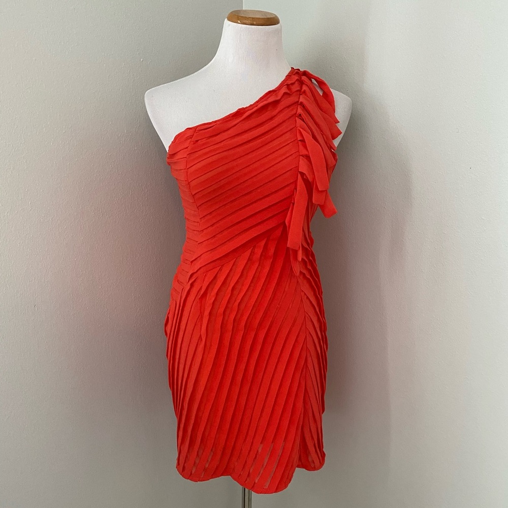 Coral one shoulder dress